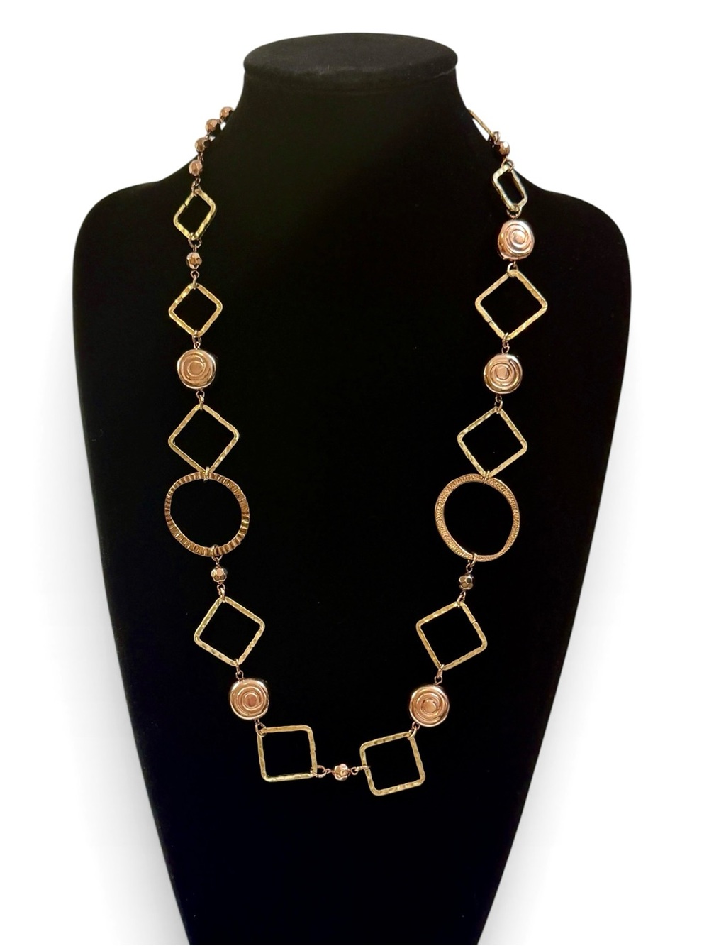 CHICO’S Bronze Geometric Long Link Necklace | NWOT